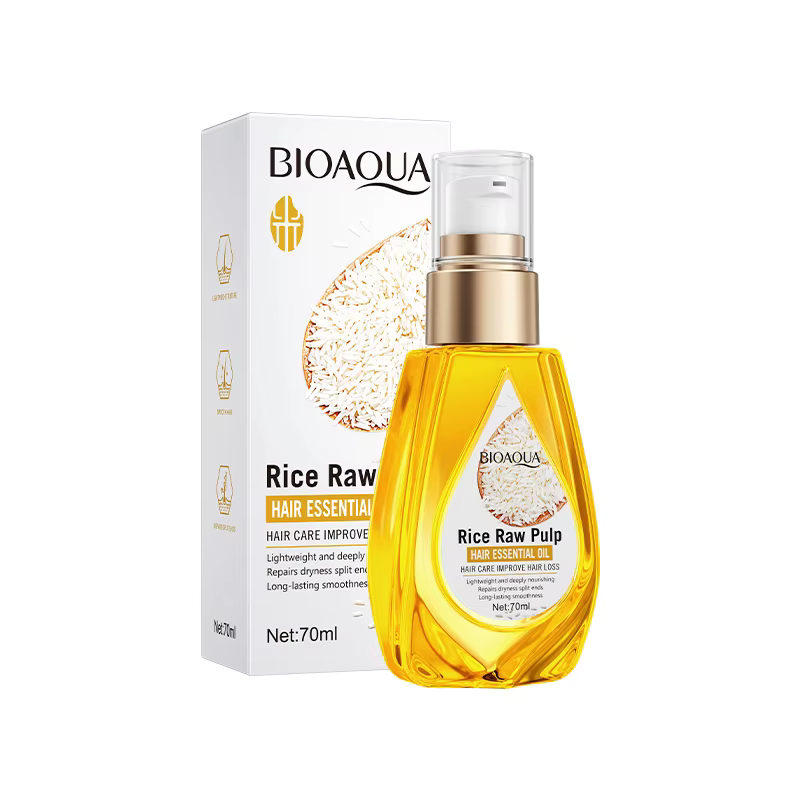 Huile essentielle pour les cheveux à base de purée de riz, après-shampoing lissant et réparateur, ut