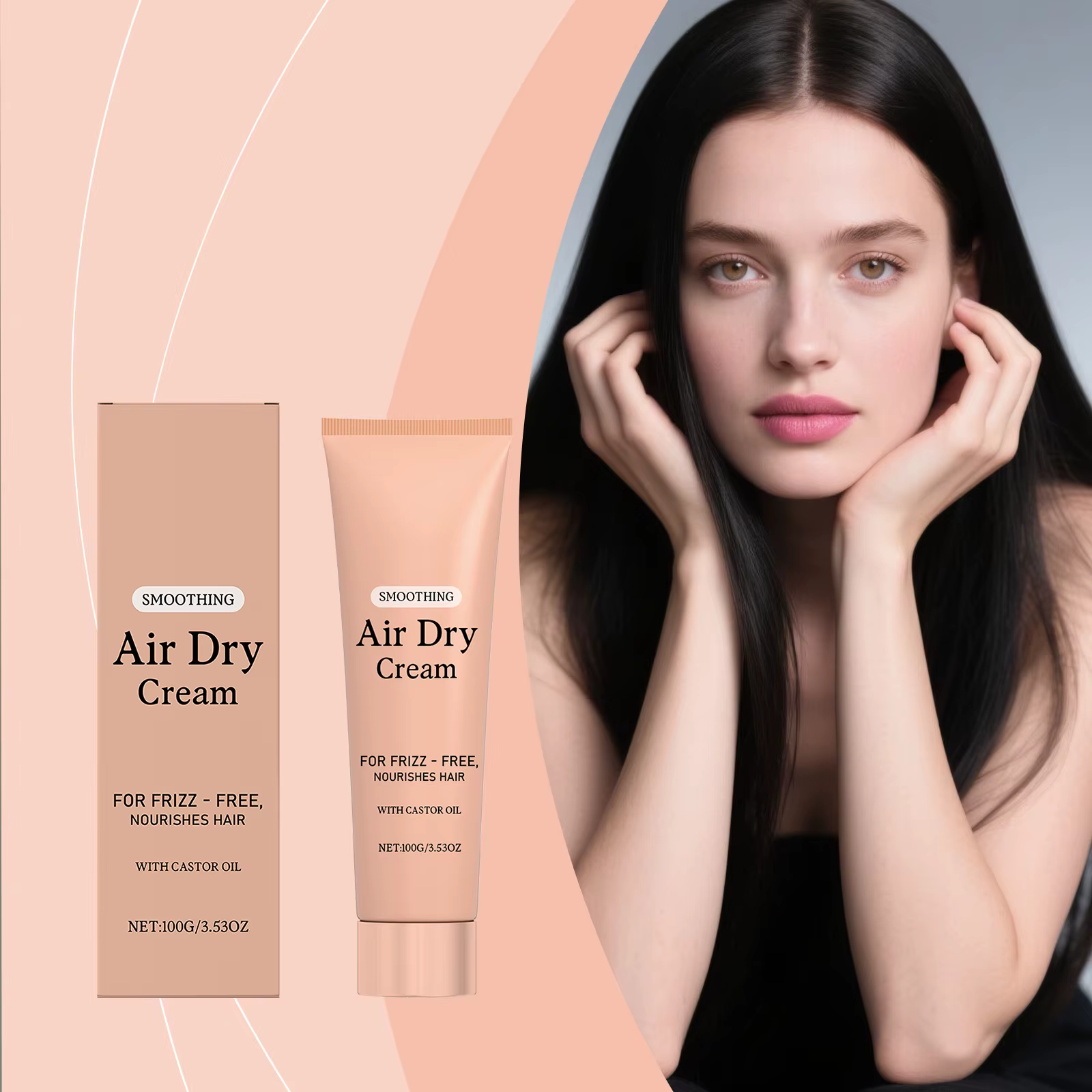 Crème sèche à l'air, traitement réparateur de cheveux à la kératine, huile de ricin, huile de noix d