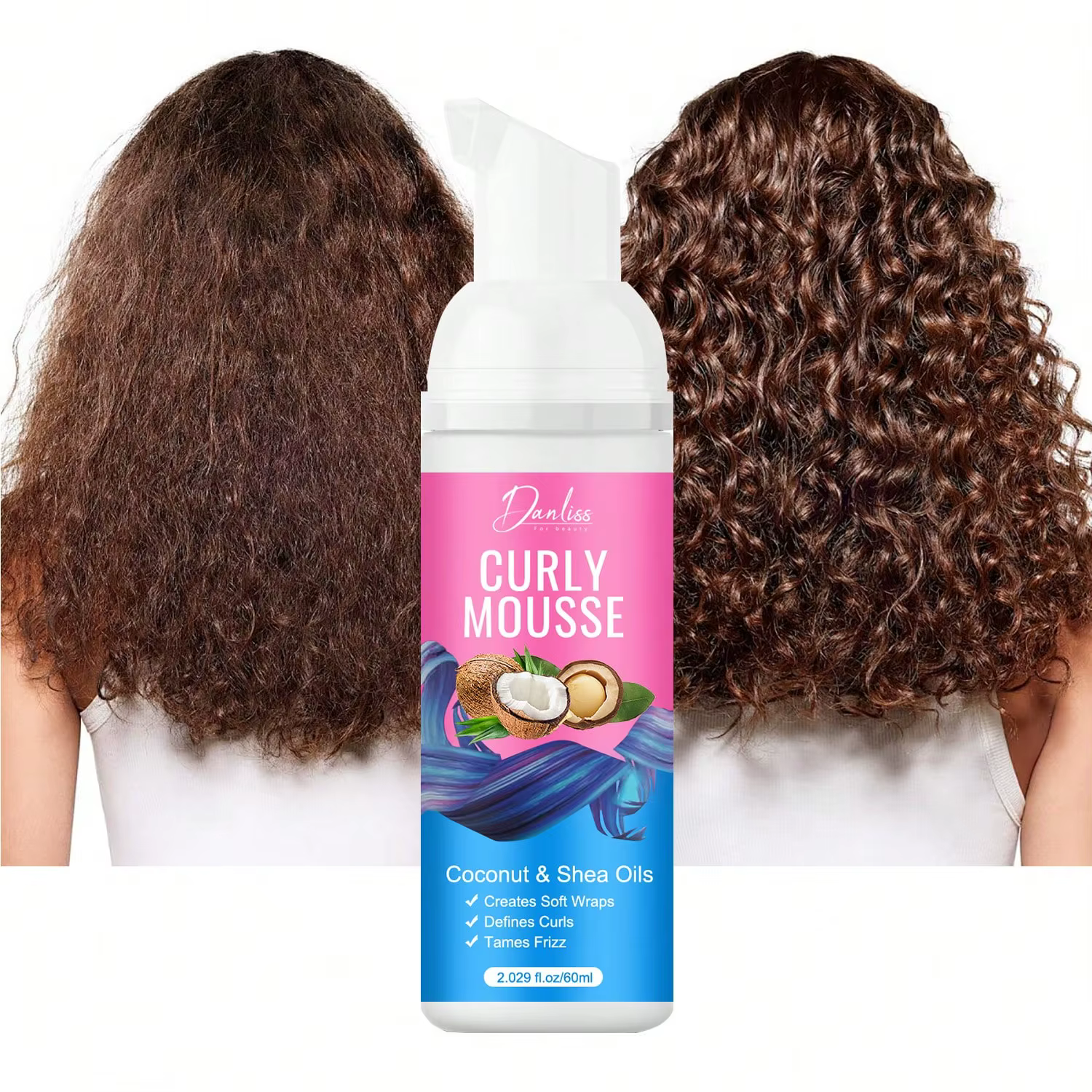 Mousse de boucles hydratante- crée des boucles douces, des formes de boucles et contrôlent les enche