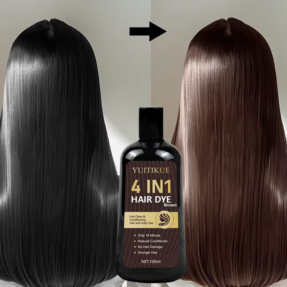 Teinture pour cheveux bruns 100 ml, formule organique, couvre permanentement des cheveux gris, brill