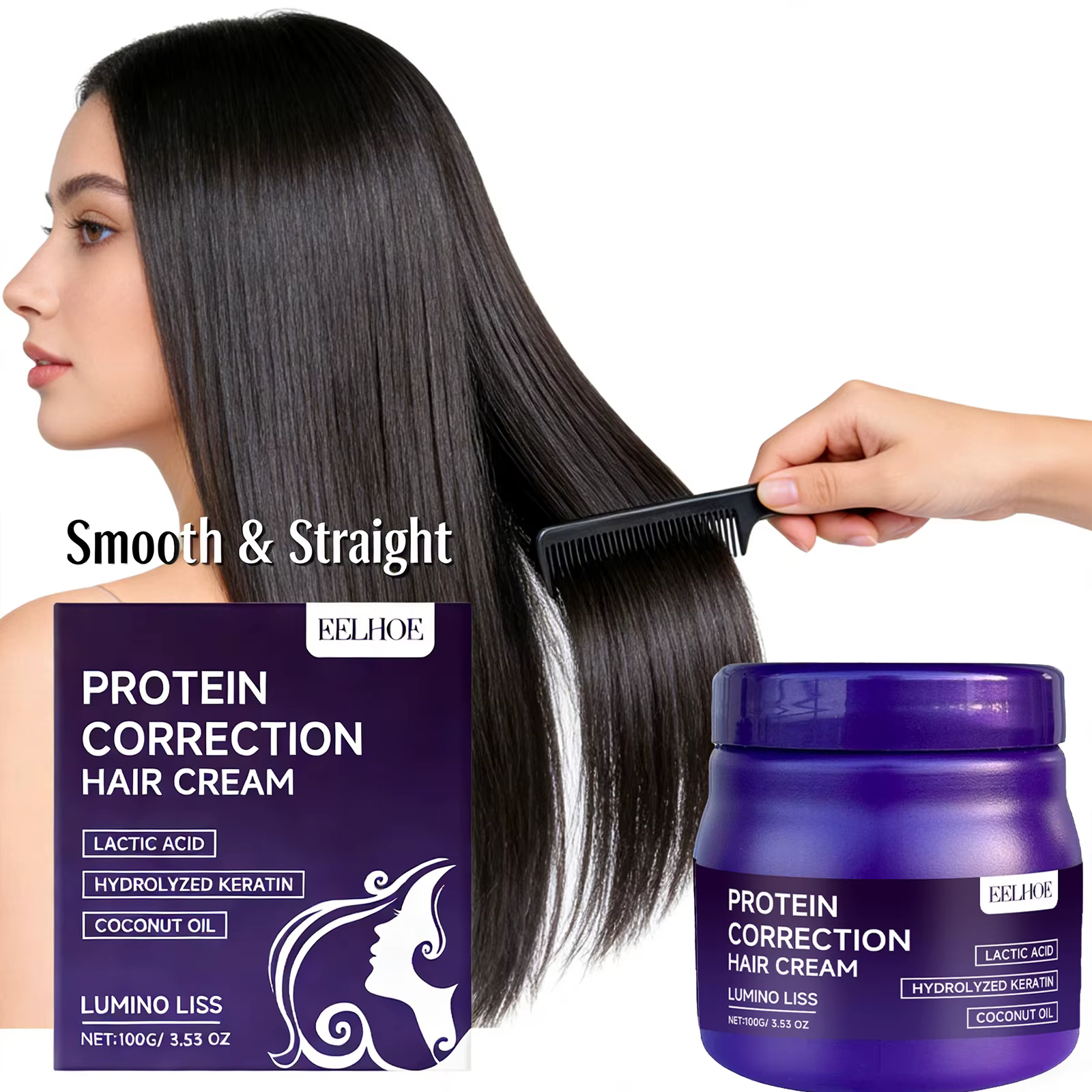 Crème Capillaire Correctrice Protéinée Nourrissante Lissante Effet Lissant Longue Durée Anti-Frisott