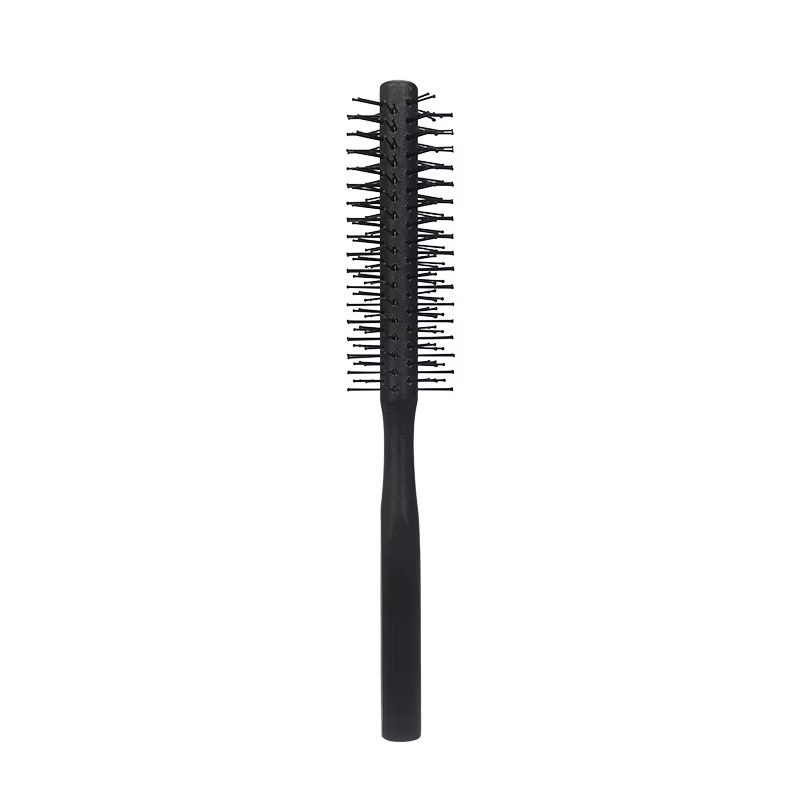Brosse à friser circulaire en nylon avec manche en bois, peigne à cheveux professionnel, outil de co