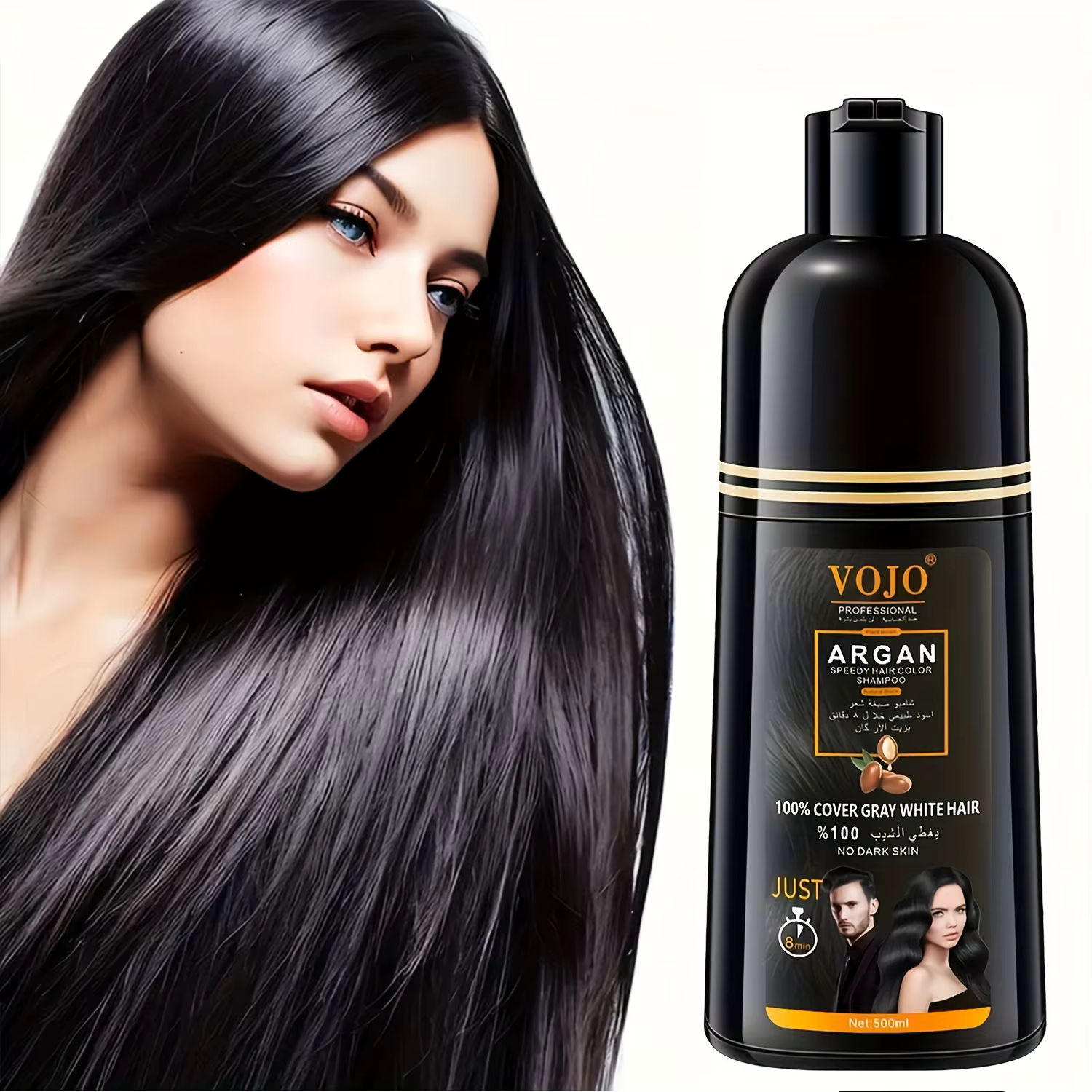 Shampoing de coloration capillaire pour cheveux gris, shampooing de teinture capillaire instantané,