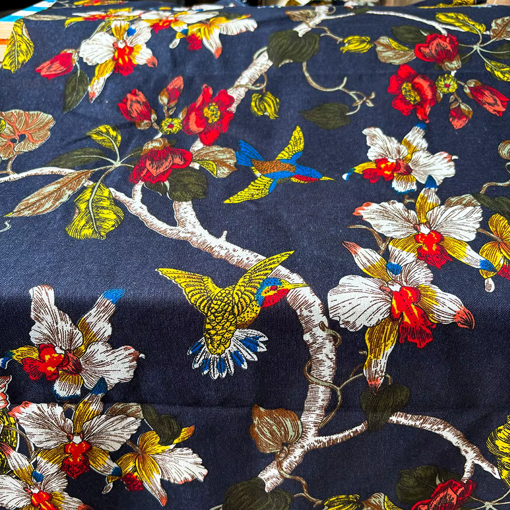 Tissu classique imprimé en coton et lin, motif Floral et oiseau, pour produits doux, couverture, bri