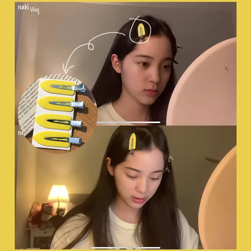Pinces à cheveux sans couture, 4 pièces/ensemble, Barrette à frange latérale, maquillage, lavage du