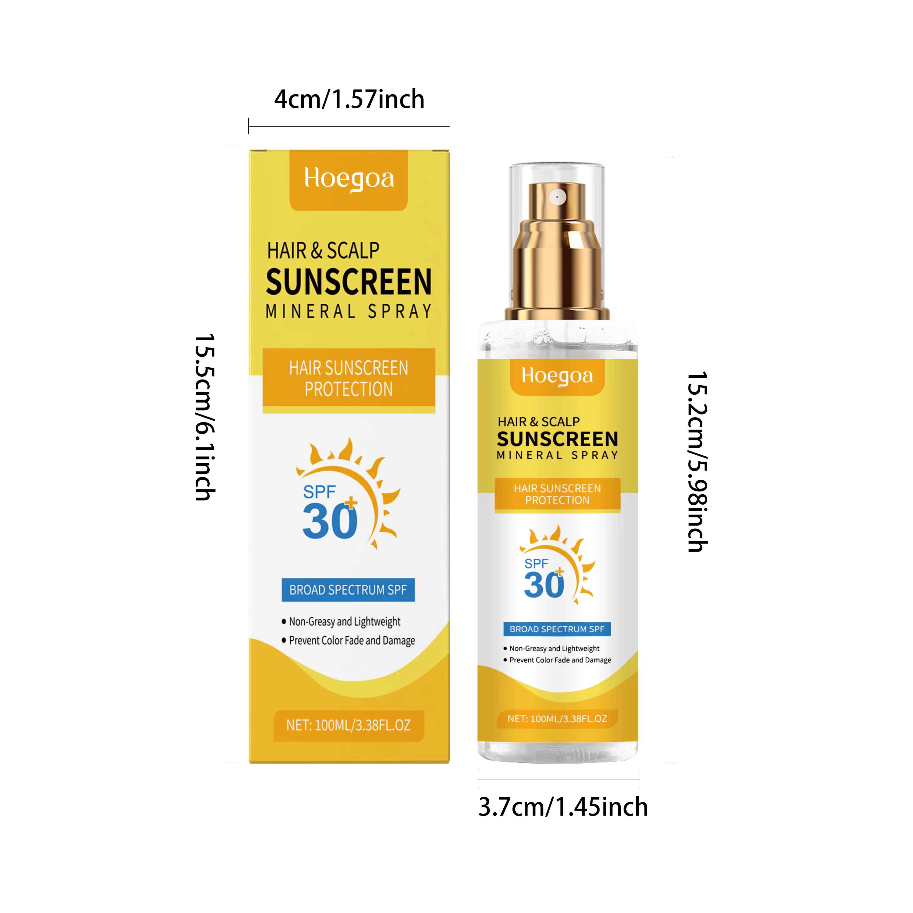 Spray solaire pour cuir chevelu 30+ protection longue durée, protège la couleur des cheveux, empêche