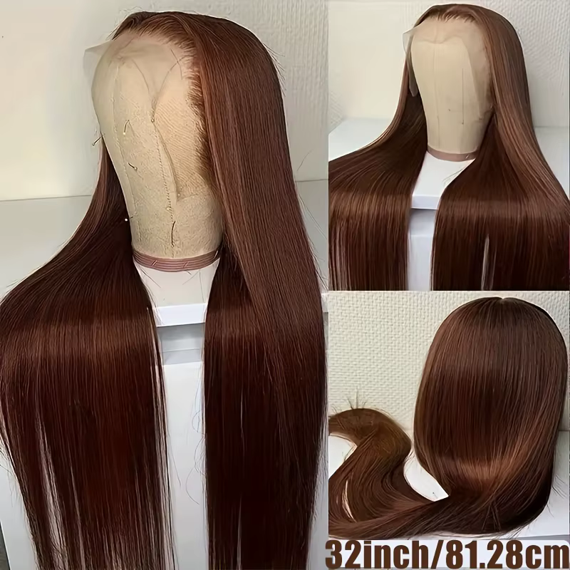 34 Inch #4 Chocolate Brown Straight Lace Front Wigs 13x6 HD Lace Frontal Wig 13x4 Pre Plucked Brazil