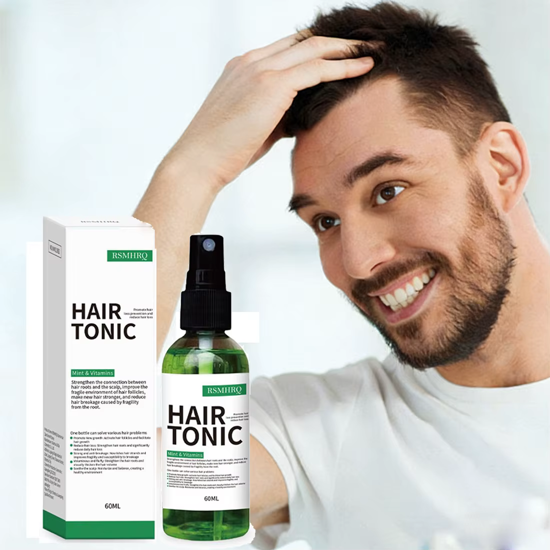 Tonique capillaire pour hommes et femmes, sérum revitalisant en spray sans rinçage pour le cuir chev