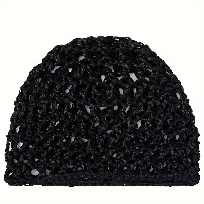 Bonnet de couchage pour usage quotidien, filet à cheveux en maille noire au Crochet, bonnet de soins