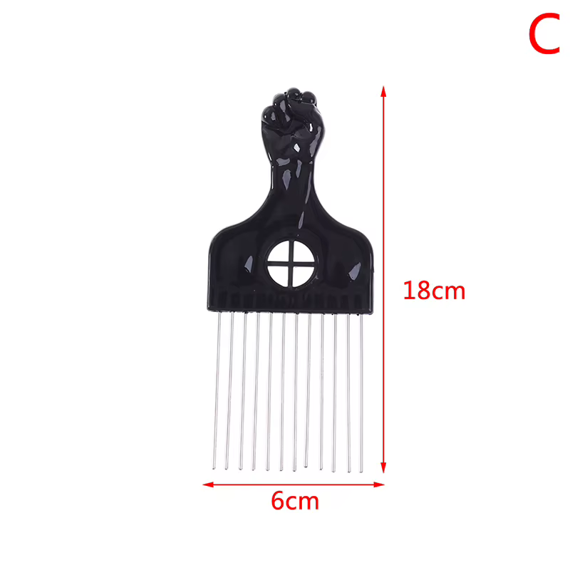 Peigne en métal Afro à poing noir, brosse à cheveux africaine, outil de coiffure pour Salon de coiff