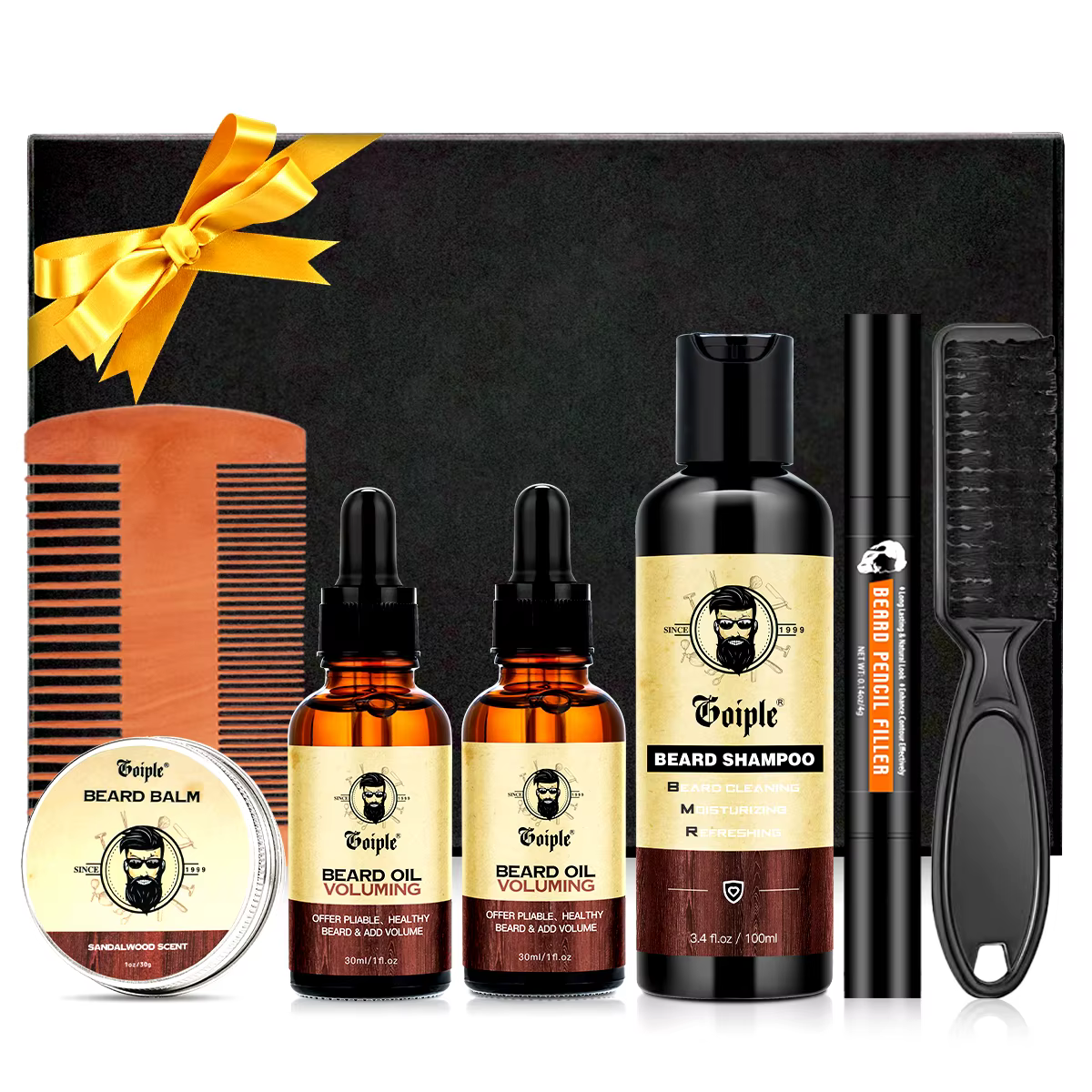 Kit de Sérum pour la Croissance de la Barbe : Huile Volumisante, Baume, Stylo, Shampooing – Fortifie