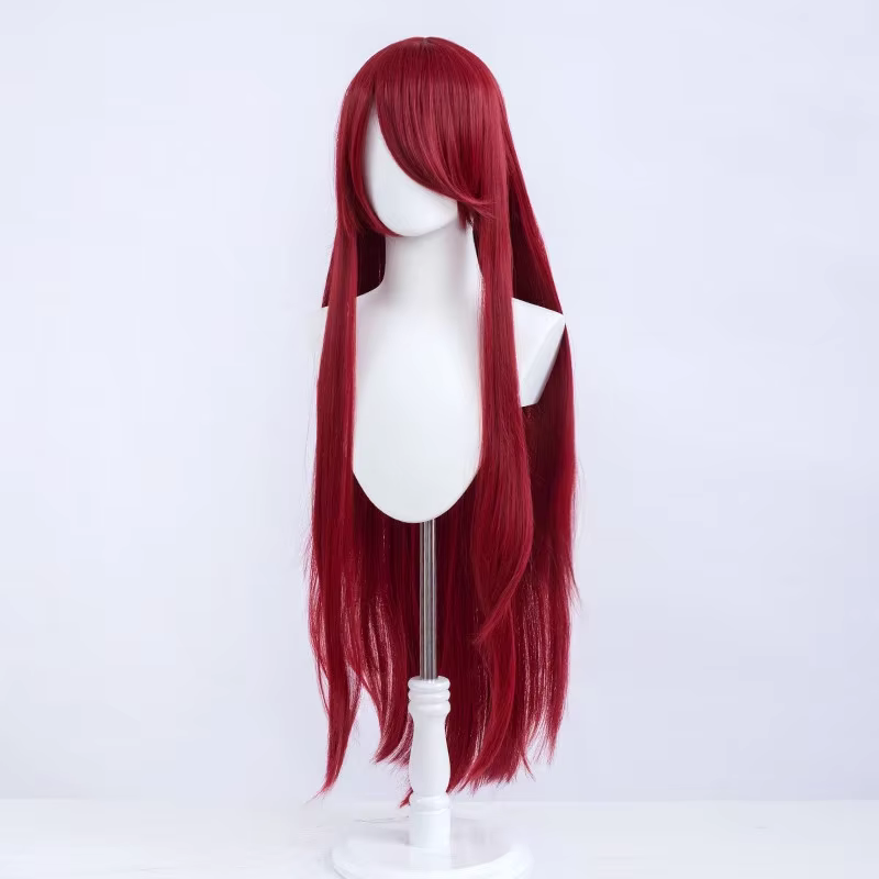 Perruque Uzumaki Kushina rouge vin de 100cm de Long, perruque synthétique à frange complète résistan
