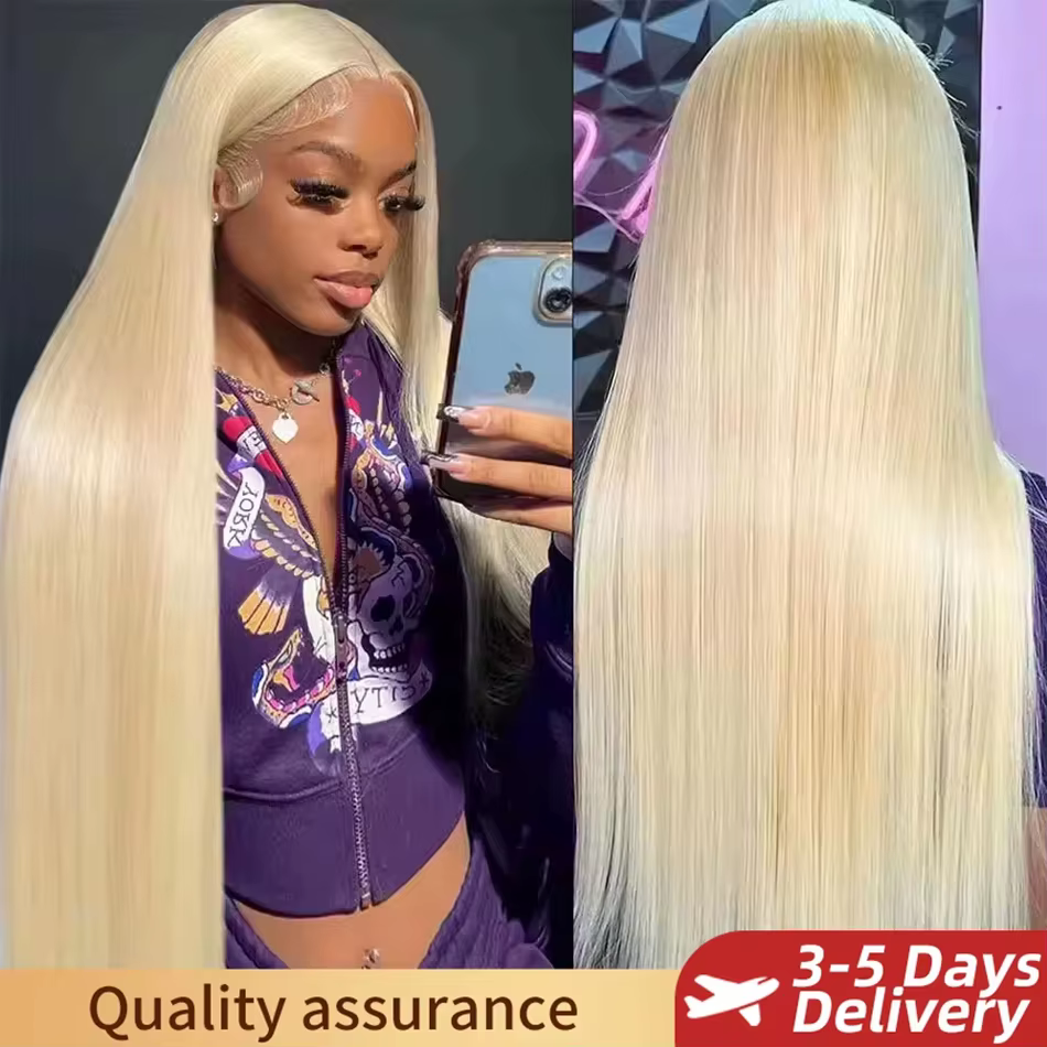 613 Blonde 13x6 HD Transparent dentelle frontale perruques de cheveux humains pour les femmes droite