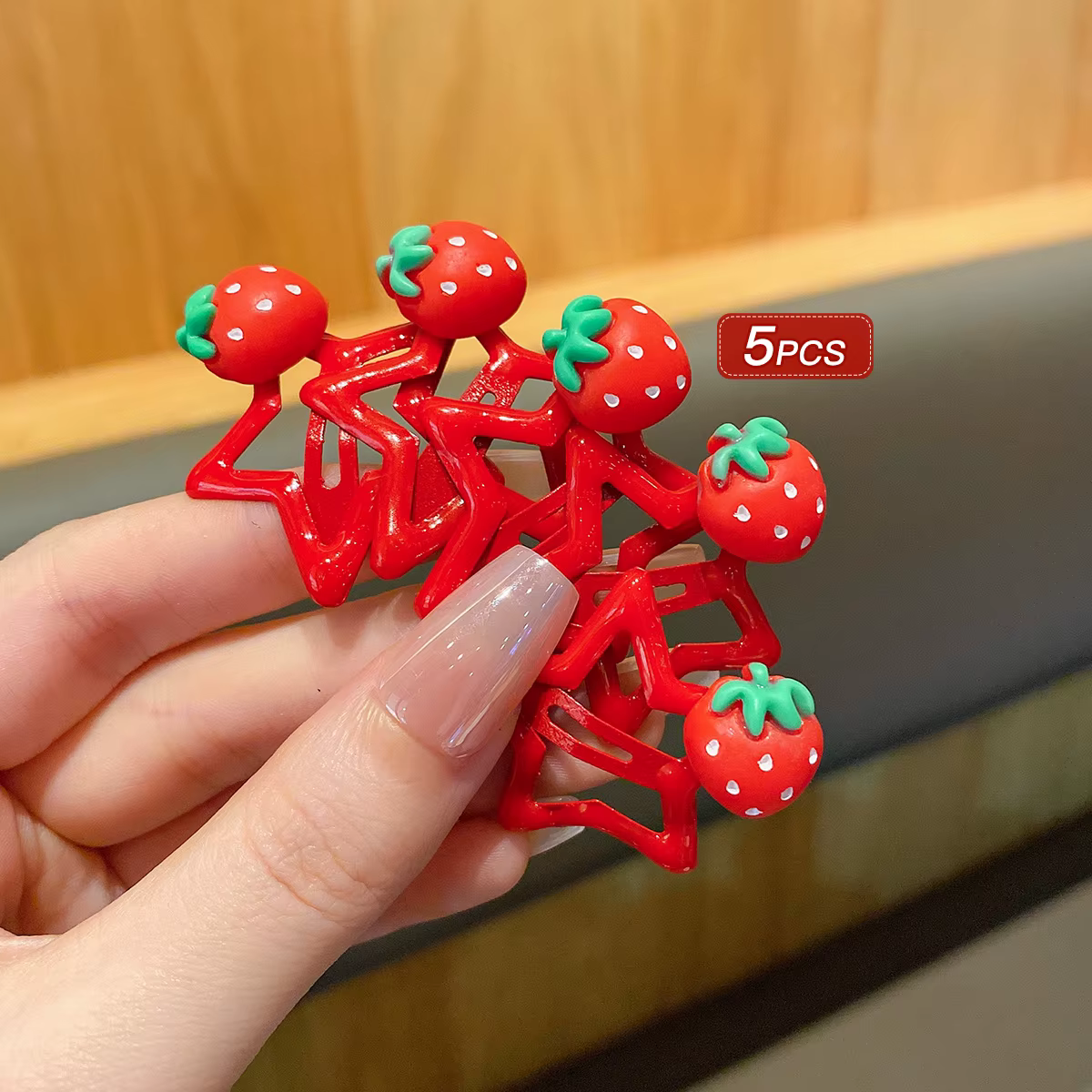5 pinces à cheveux étoile rouge pinces BB fraise adaptées aux accessoires de cheveux à usage quotidi