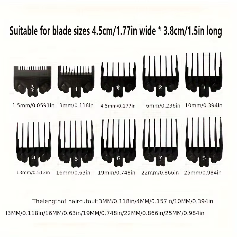 Peigne limite de tondeuse à cheveux en plastique noir pour hommes, barbier, Guide de coupe, fixation