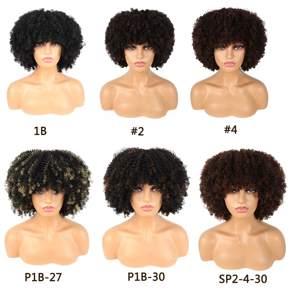 Perruque courte synthétique Afro perruques bouclées lâches pour les femmes noires perruques Afro cou