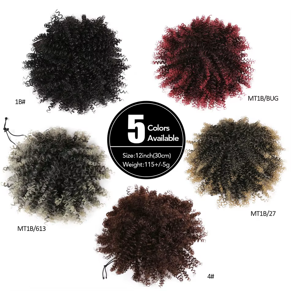 Chignon synthétique Afro bouffant bouclé 12 pouces court crépus bouclés cordon queue de cheval Exten