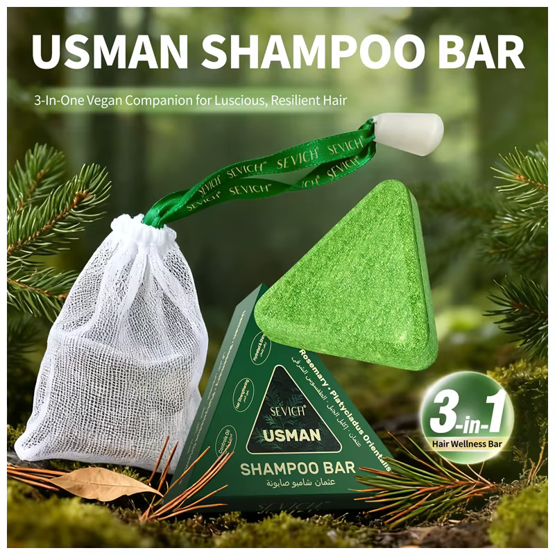 Savon Shampooing Naturel aux Herbes Usman Grass Fait Main – Soin Capillaire Nourrissant, Contrôle du