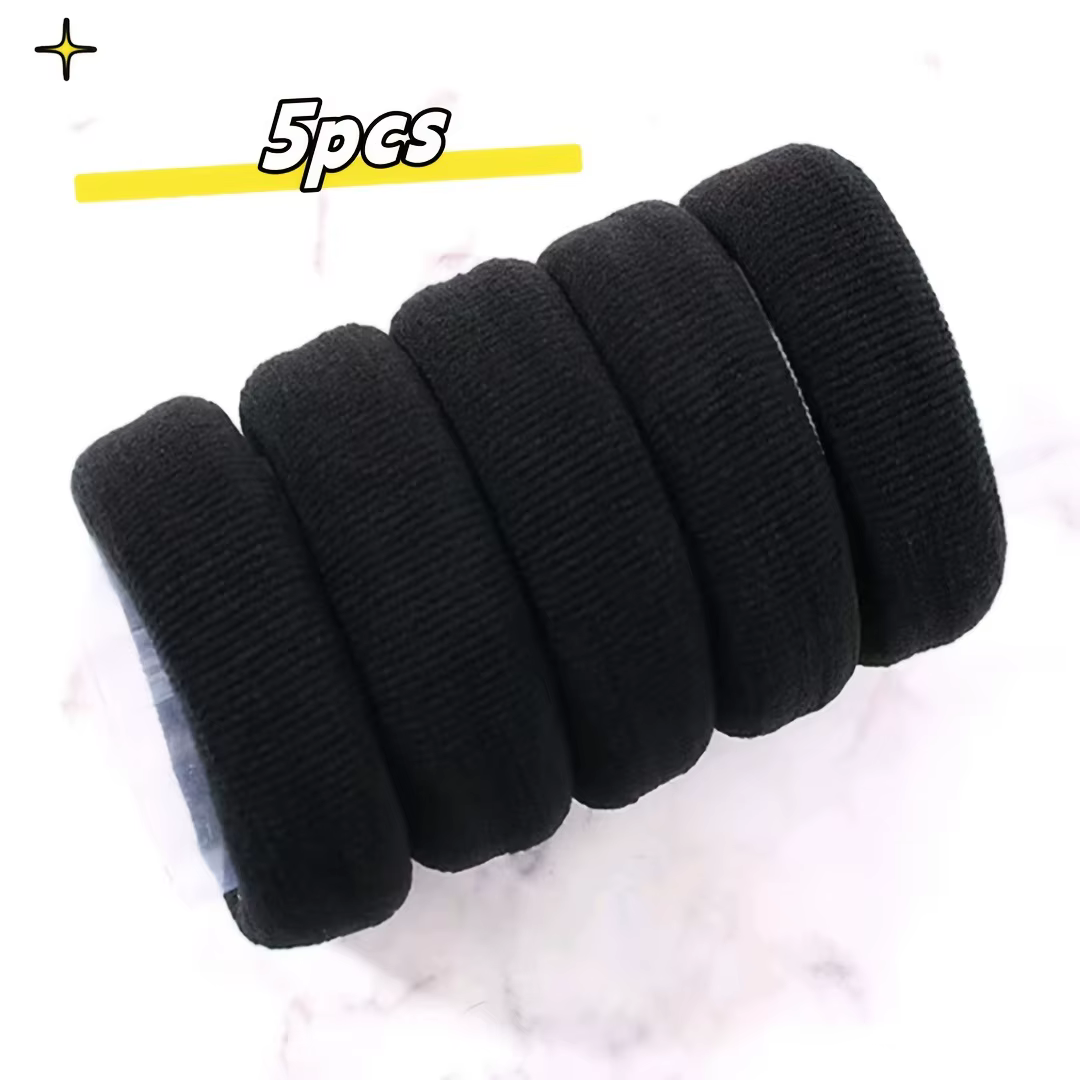 Boucles de cheveux épaisses, 5 pièces, attaches élastiques de couleur unie, porte-queue de cheval an