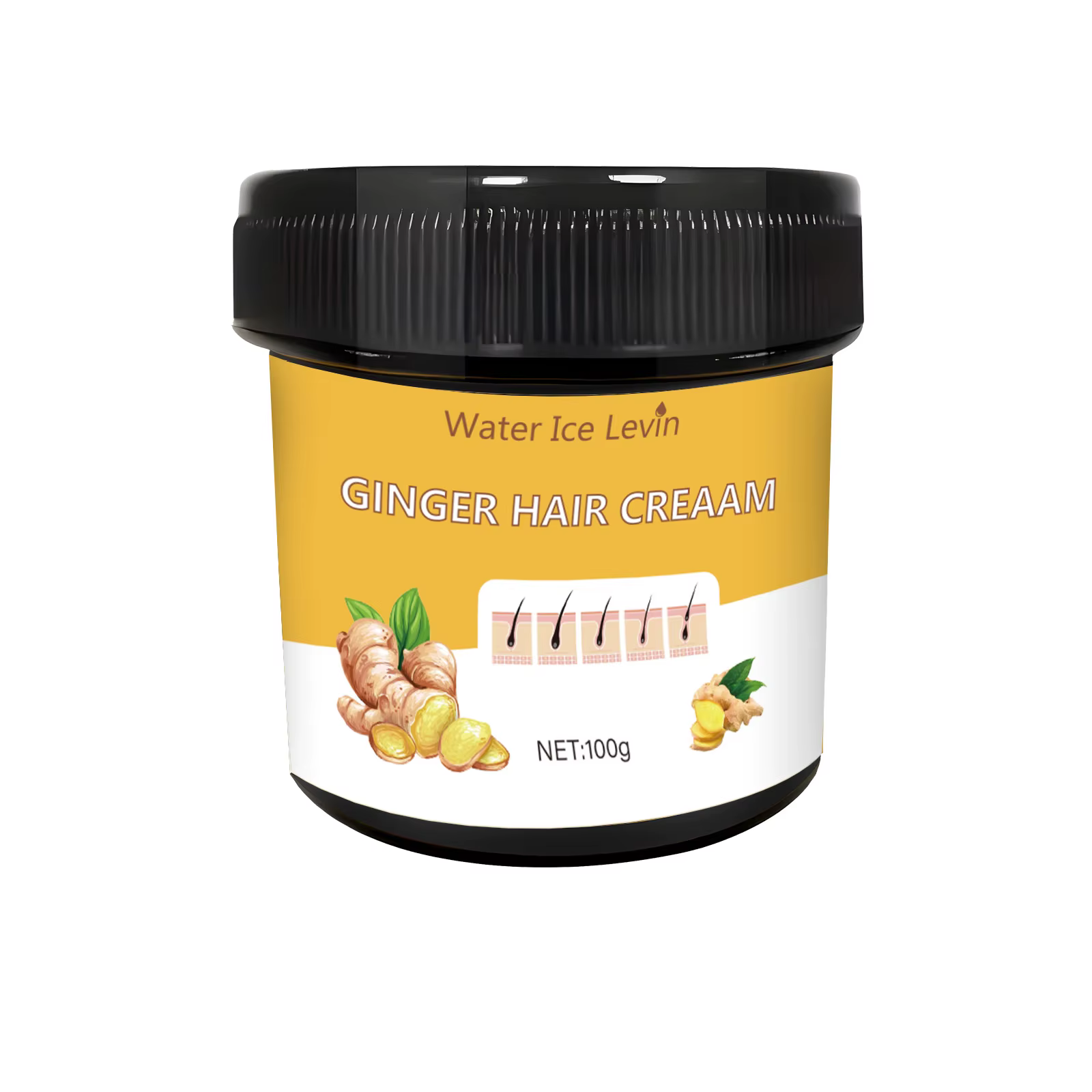 Crème capillaire parfumée au gingembre, revitalisant hydratant pour le cuir chevelu avec extrait nat
