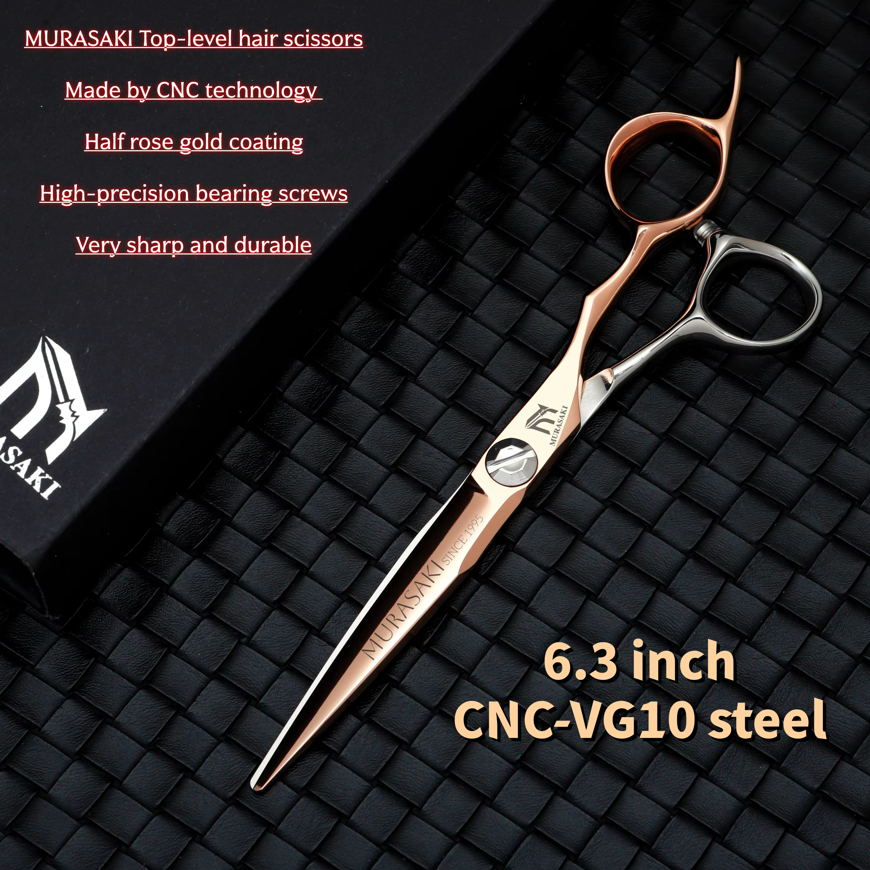MURASAKI Ensemble de ciseaux de barbier CNC de qualité supérieure, accessoires de barbier en acier j