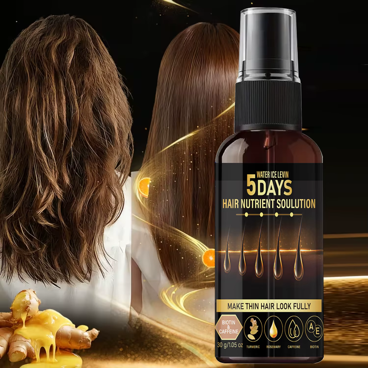 Huile Capillaire Volumisante pour Cheveux Fins – Traitement à la Biotine et à la Caféine, Acide Hyal