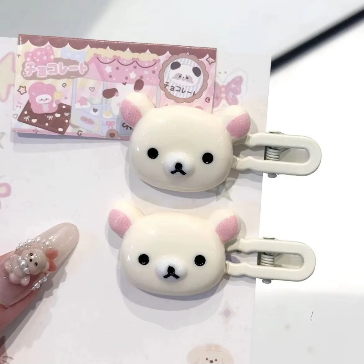 Ensemble d'épingles à cheveux ours mignon, coiffure Preppy, cheveux en plastique, accessoires doux, 