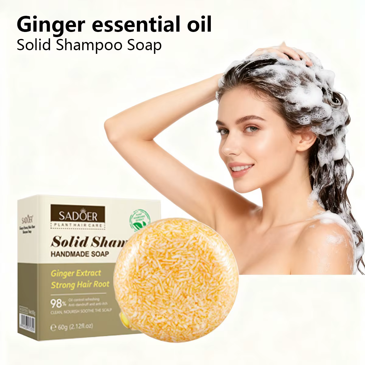 Savon shampooing aux huiles essentielles de gingembre Jojoba, savon de soin des cheveux, hydratant e