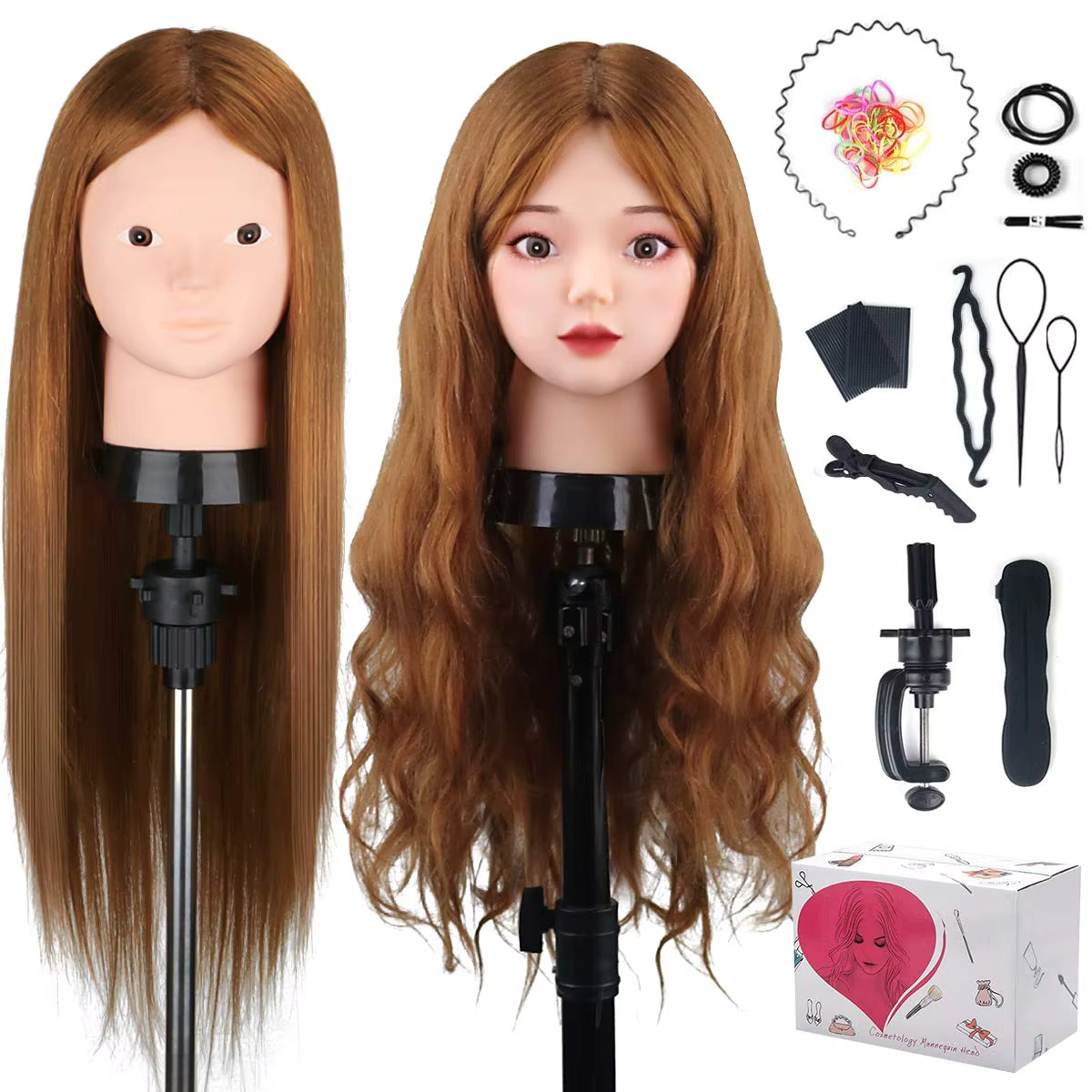 80% vrais cheveux poupée tête pour coiffures Mannequin tête cheveux formation tête tresse coiffure p
