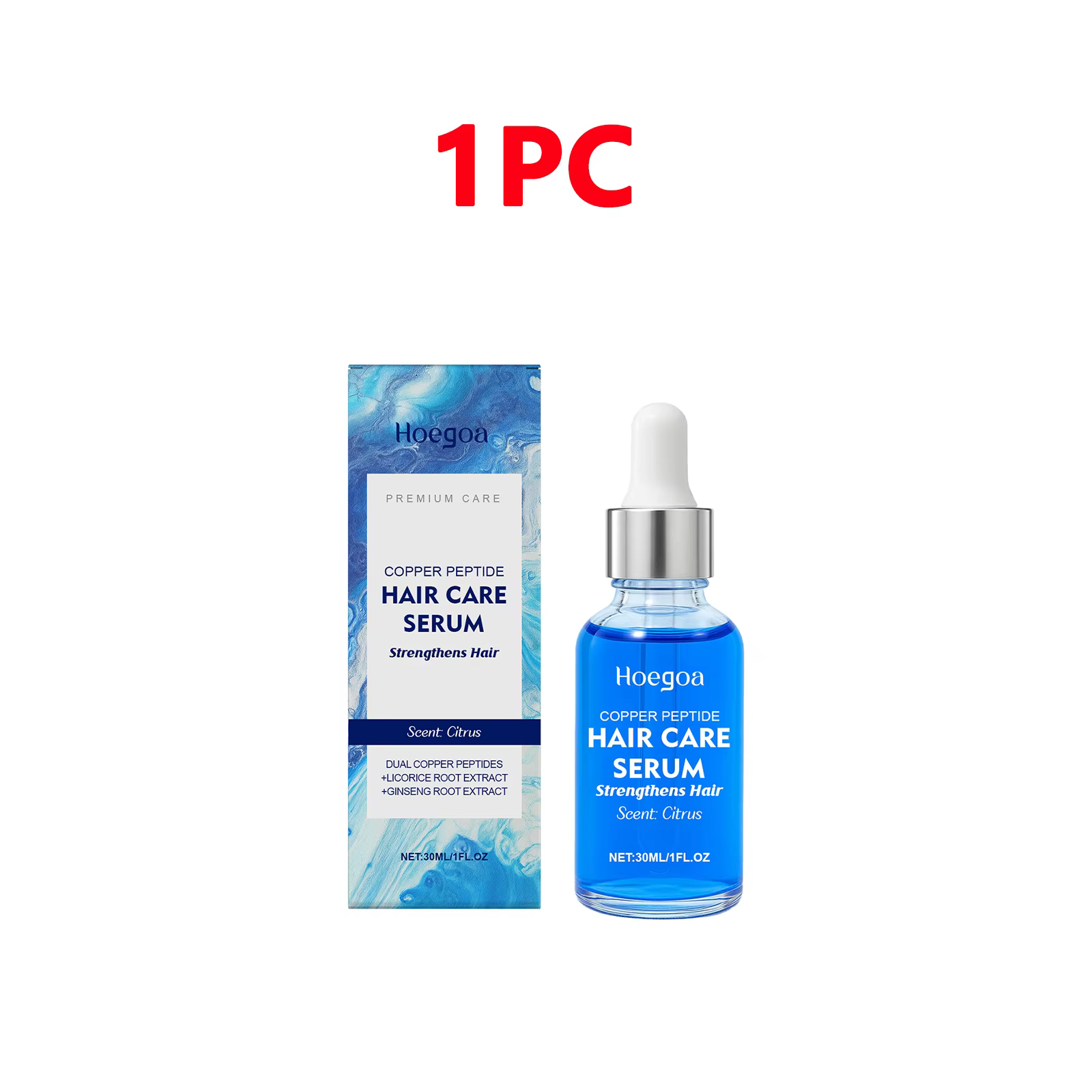 Sérum de croissance capillaire au Peptide de cuivre, extrait de racine de réglisse à double Peptides
