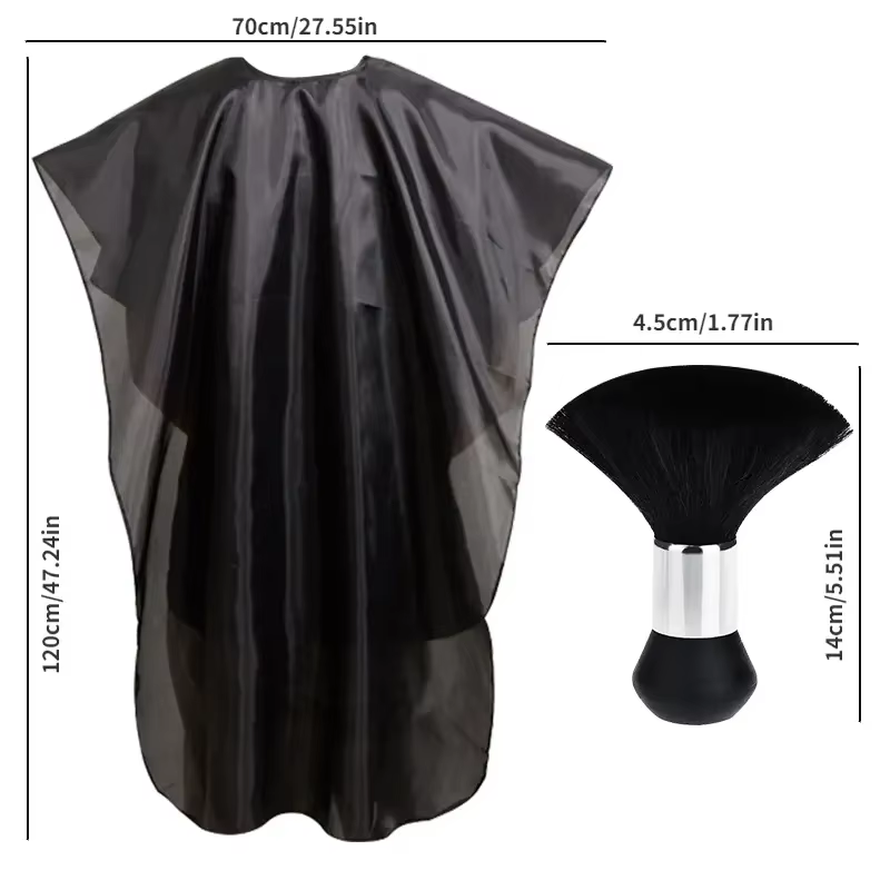Ensemble de Cape de Salon de coiffure professionnel: Cape de coupe de cheveux + plumeau de cou, tabl