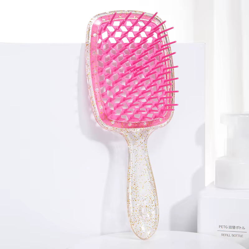Brosse à cheveux de Massage du cuir chevelu, coussin d'air moelleux, peigne doré clignotant, dents l
