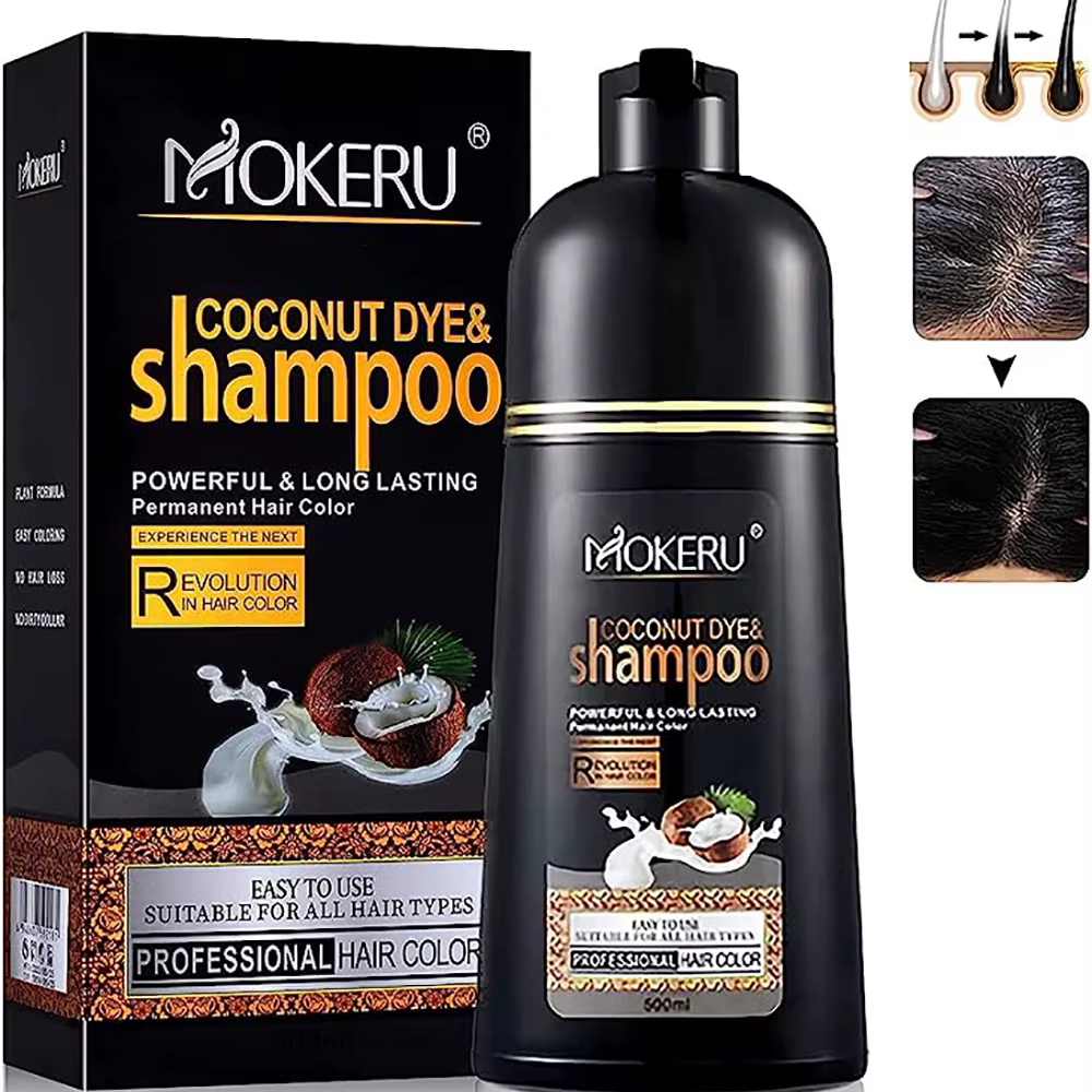 Mokeru-Shampooing colorant 3 en 1, longue durée en continu, cheveux, femmes et hommes