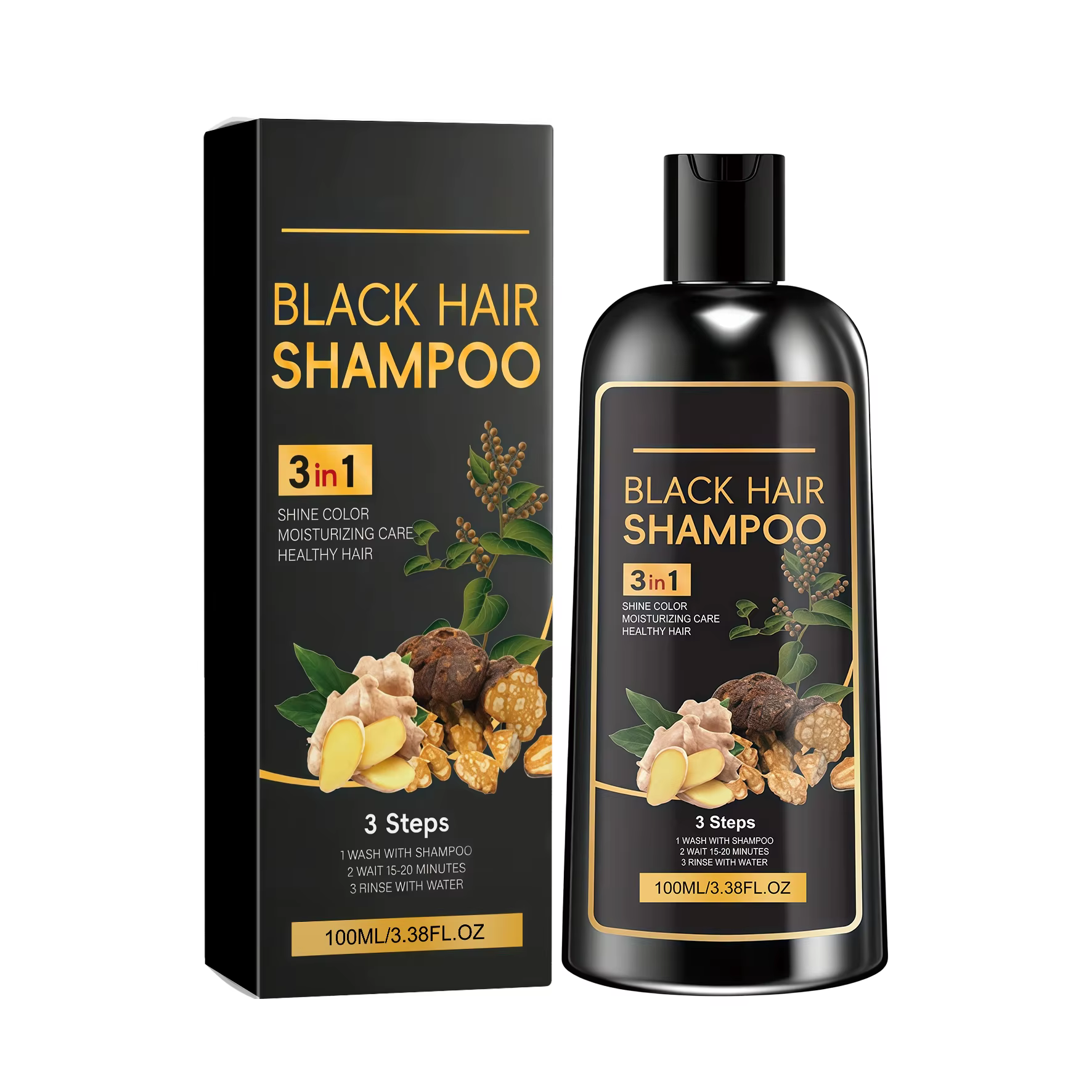 Shampoo colorant capillaire naturel à base de plantes, hydratant, couvrant les cheveux gris, couleur