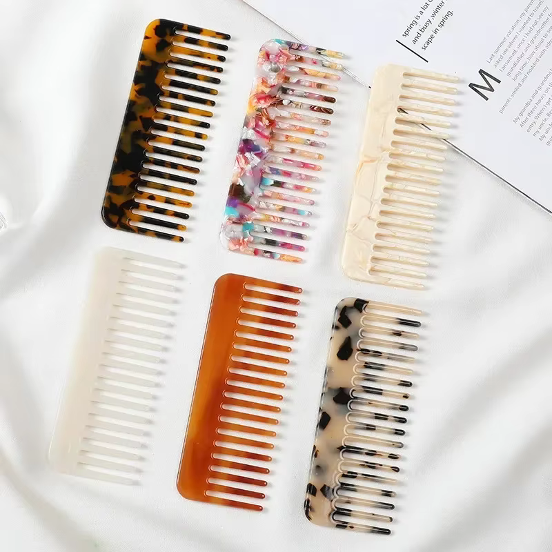 Peigne à cheveux Design de mode coréenne, dents larges, peigne de coiffure en acétate, brosse de Mas
