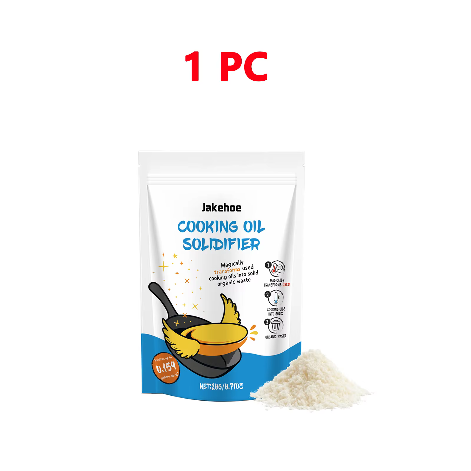 Poudre coagulante pour huile de cuisson à base de plantes naturelles, assèche jusqu'à 2,25 gallons d