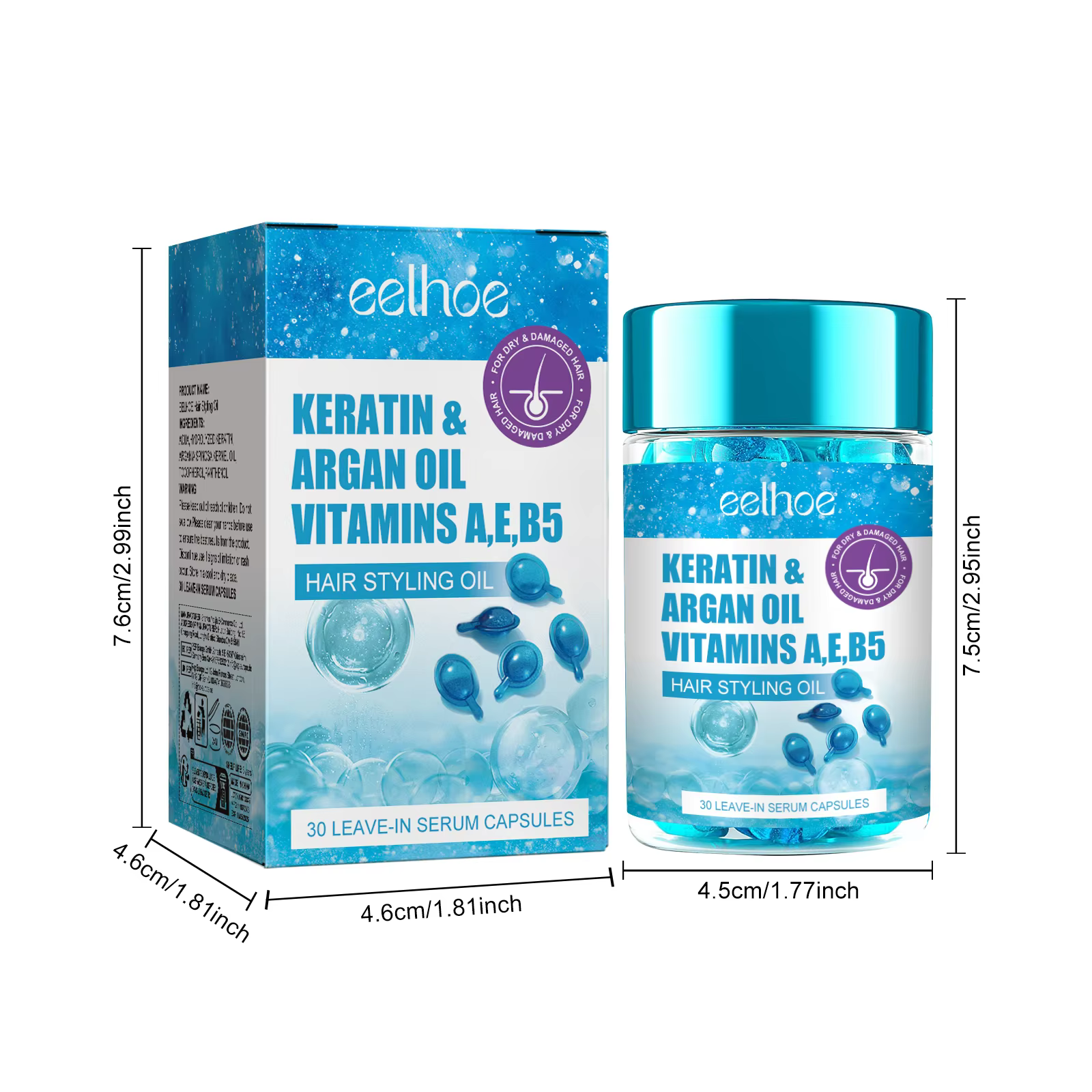 Capsule de vitamine à la kératine, huile essentielle pour cheveux secs et crépus endommagés, traitem