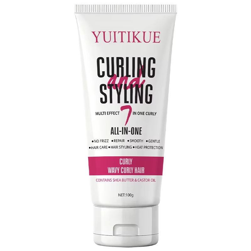 Crème coiffante et bouclante 7-en-1 YUITIKUE |   Beurre de karité et huile de ricin, pour cheveux on