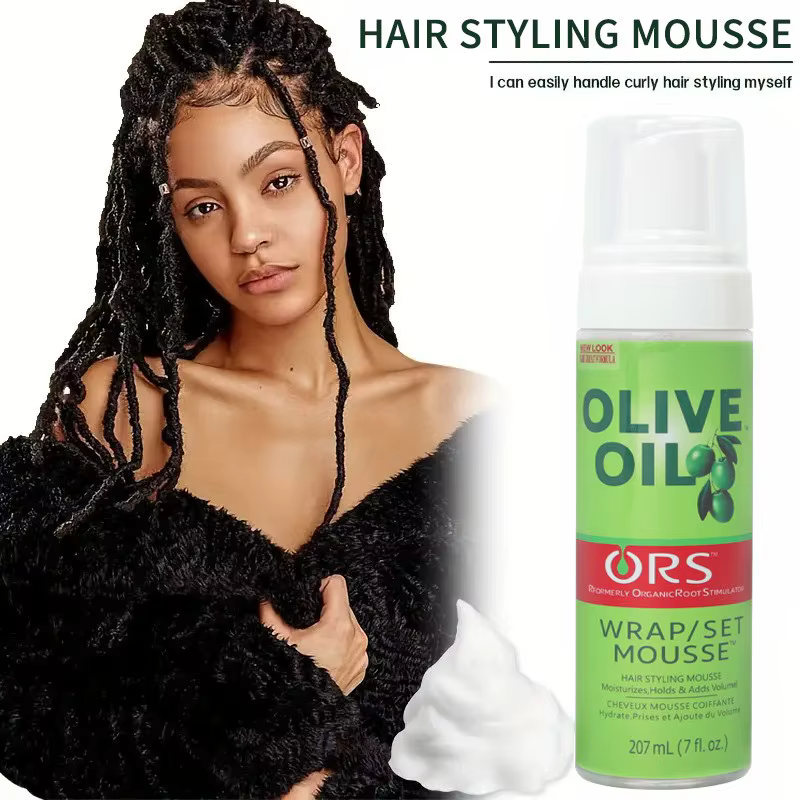 Mousse coiffante pour cheveux bouclés 207ML, sans flocons, à l'huile d'olive, anti-frisottis, pour p
