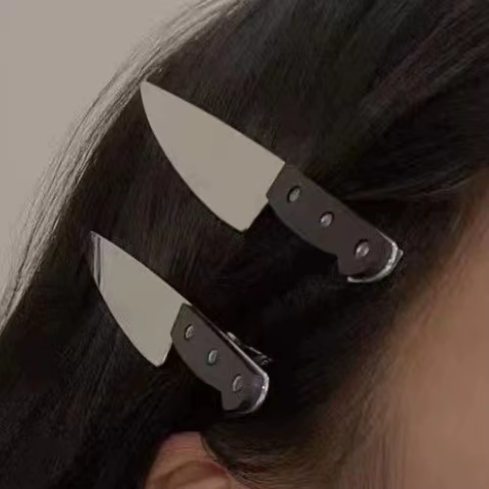 Pinces à cheveux avec couteau d'émulation gothique créatif, 2 pièces, épingles à cheveux à frange la