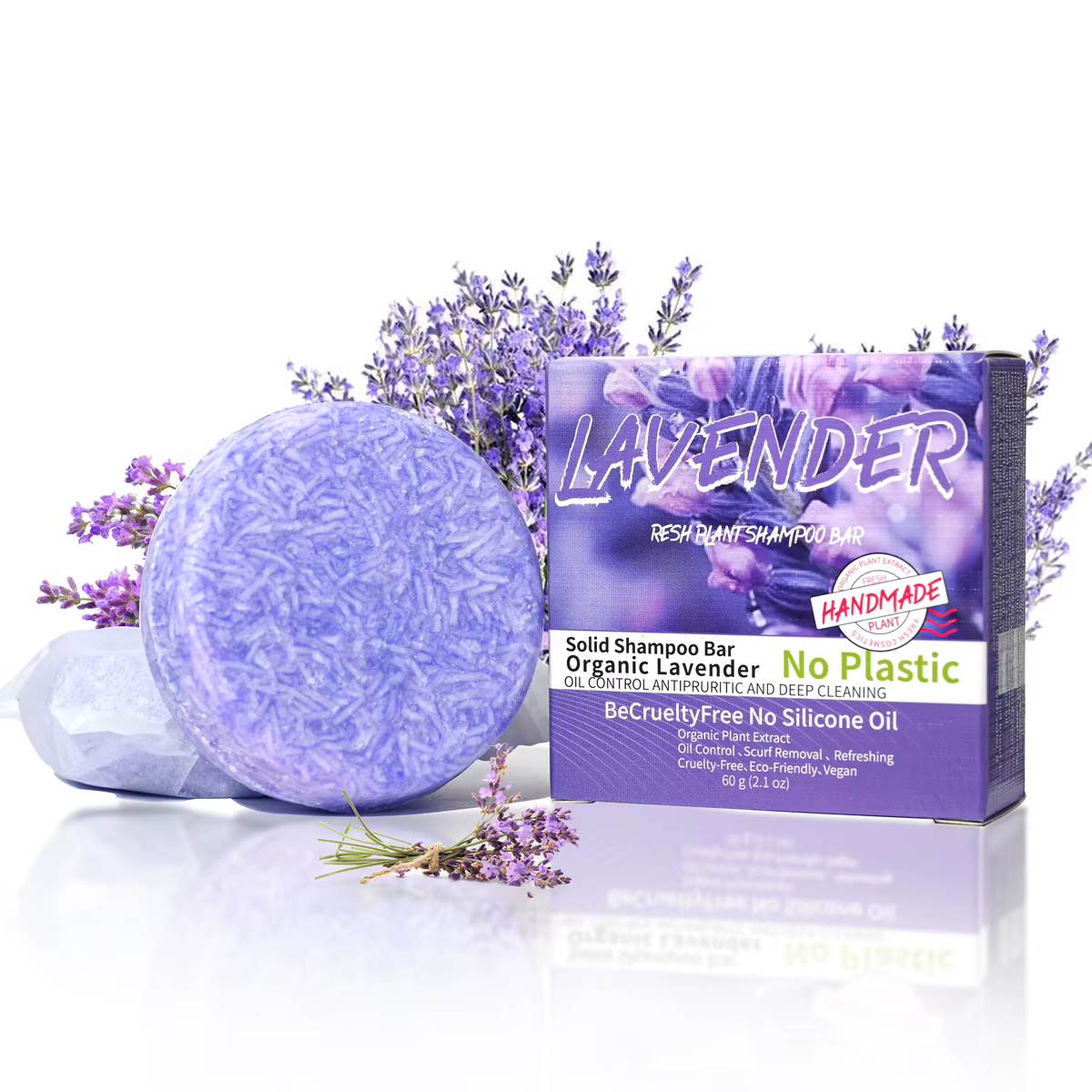 J + 60g vente chaude lavande shampooing barre naturel organique Anti-chute soin des cheveux solide g