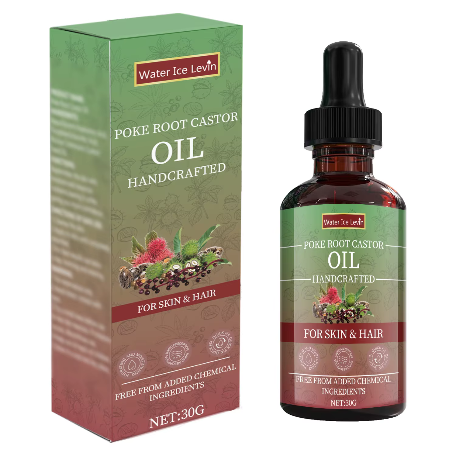 Huile de Ricin à la Racine de Poke pour Peau et Cheveux - Mixte Naturel Artisanal, Hydratation Profo