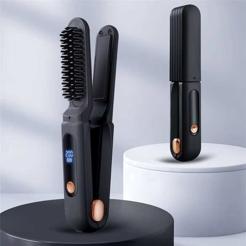 [NOUVEAU!ABMK】 Peigne lissant numérique 2 en 1, fer à lisser pour cheveux réglable en 3 températures