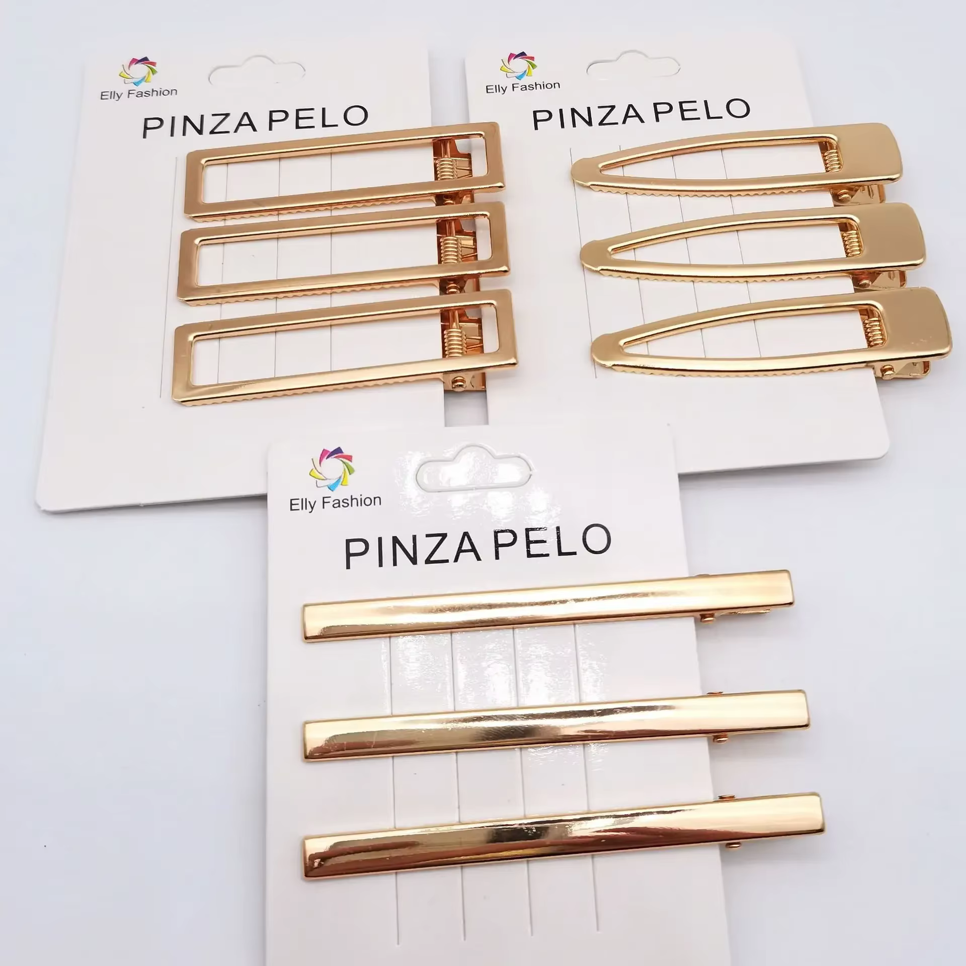 Épingles à cheveux coréennes simples en métal pour femmes, frange ajourée, Clip latéral, couleur or,
