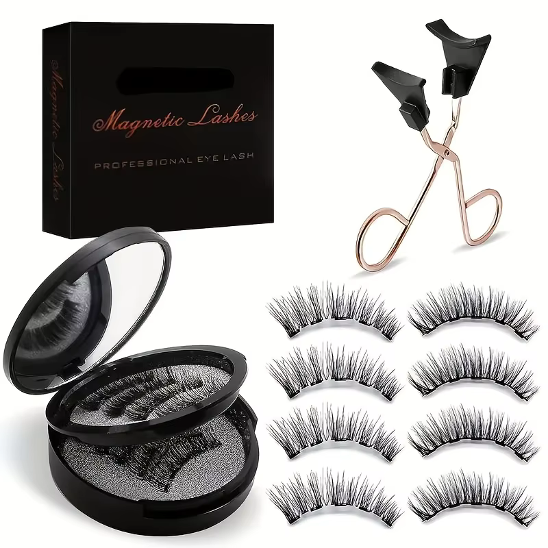 8 pièces Kit de cils magnétiques faux cils naturels Kit d'extension de cils imperméable réutilisable