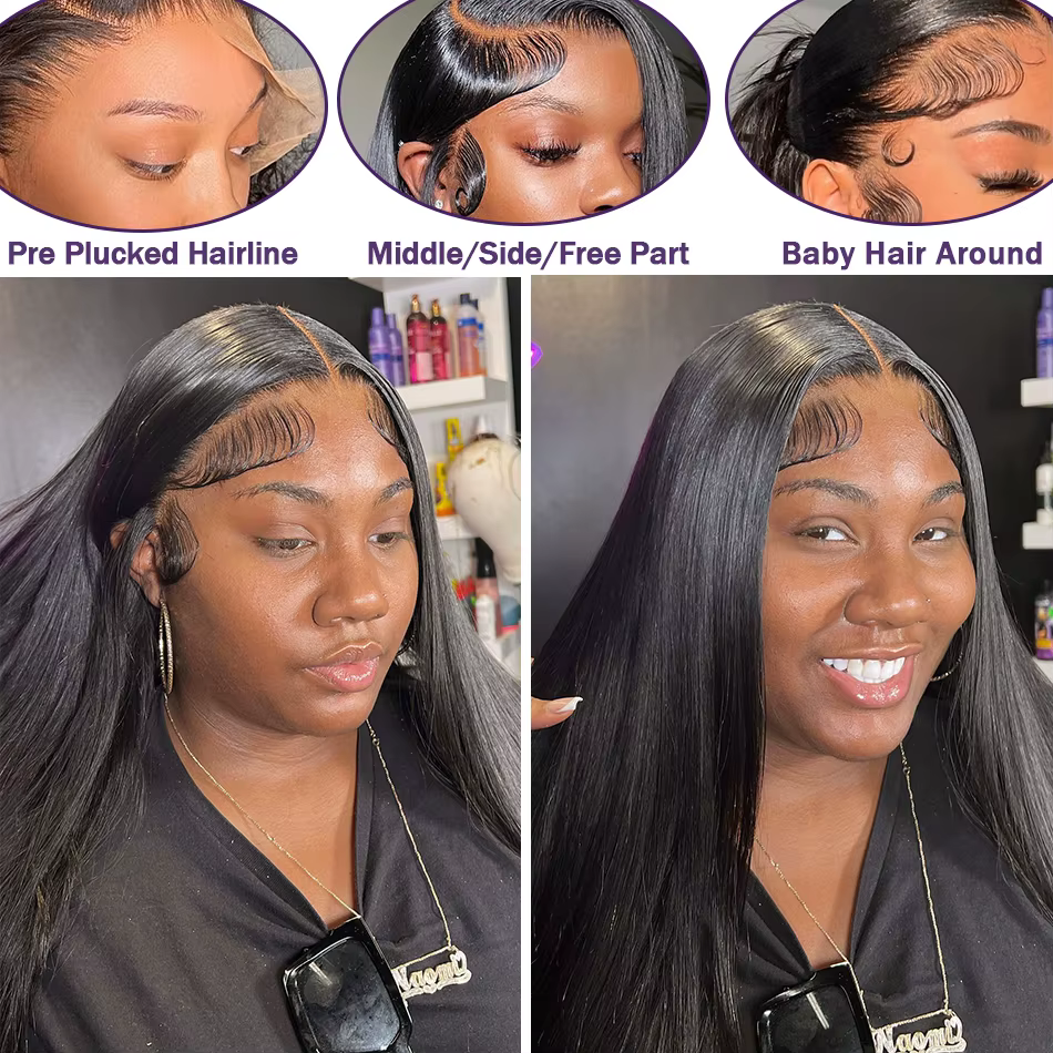 Perruque Lace Front Brésilienne Naturelle, Cheveux Lisses, Sans Colle, Bon Marché, 26 28 30 32 Pouce