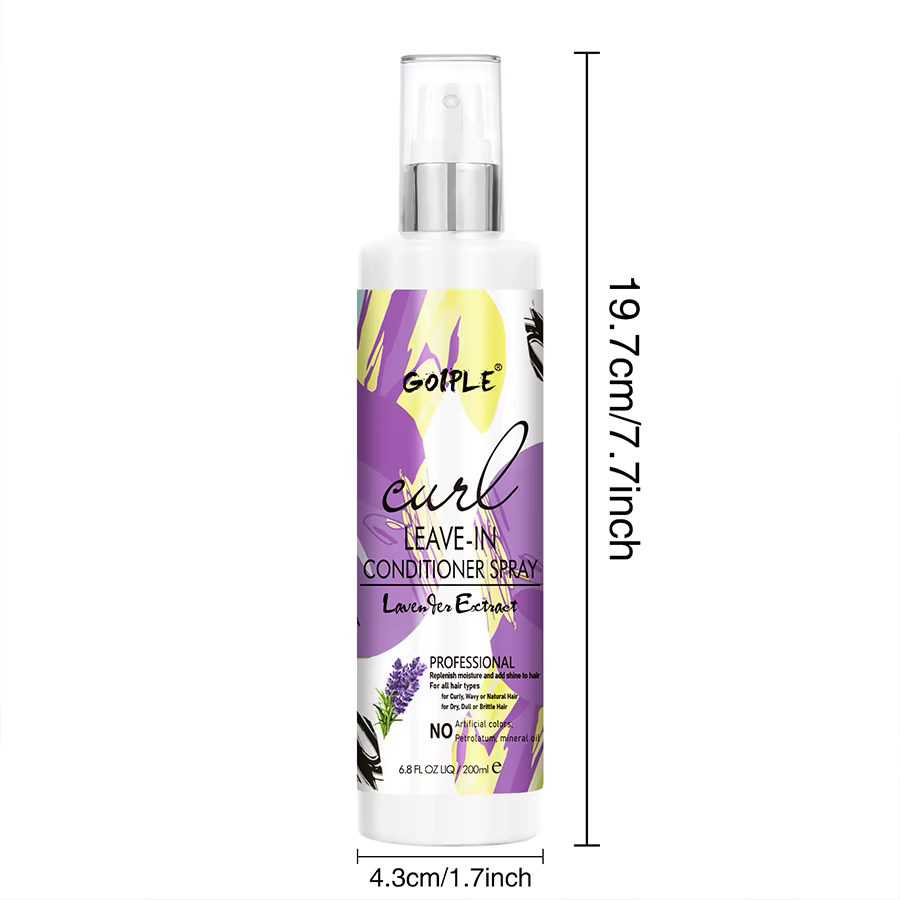 Après-shampooing sans rinçage pour cheveux 2A-4C, Spray brillant et hydratant, ondulé, Anti-frisotti