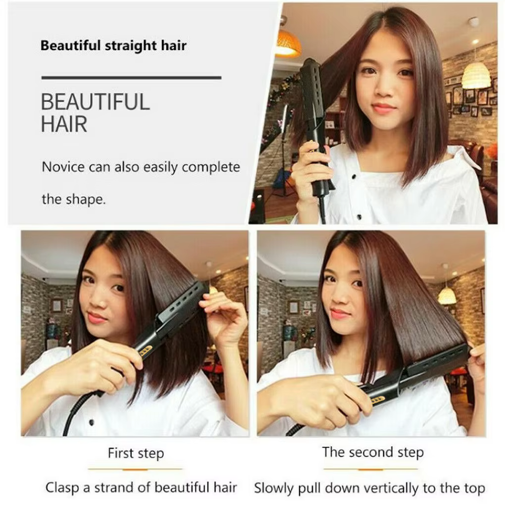 Lisseur de cheveux à quatre réglages de température, en céramique tourmaline ionique, avec plaques l