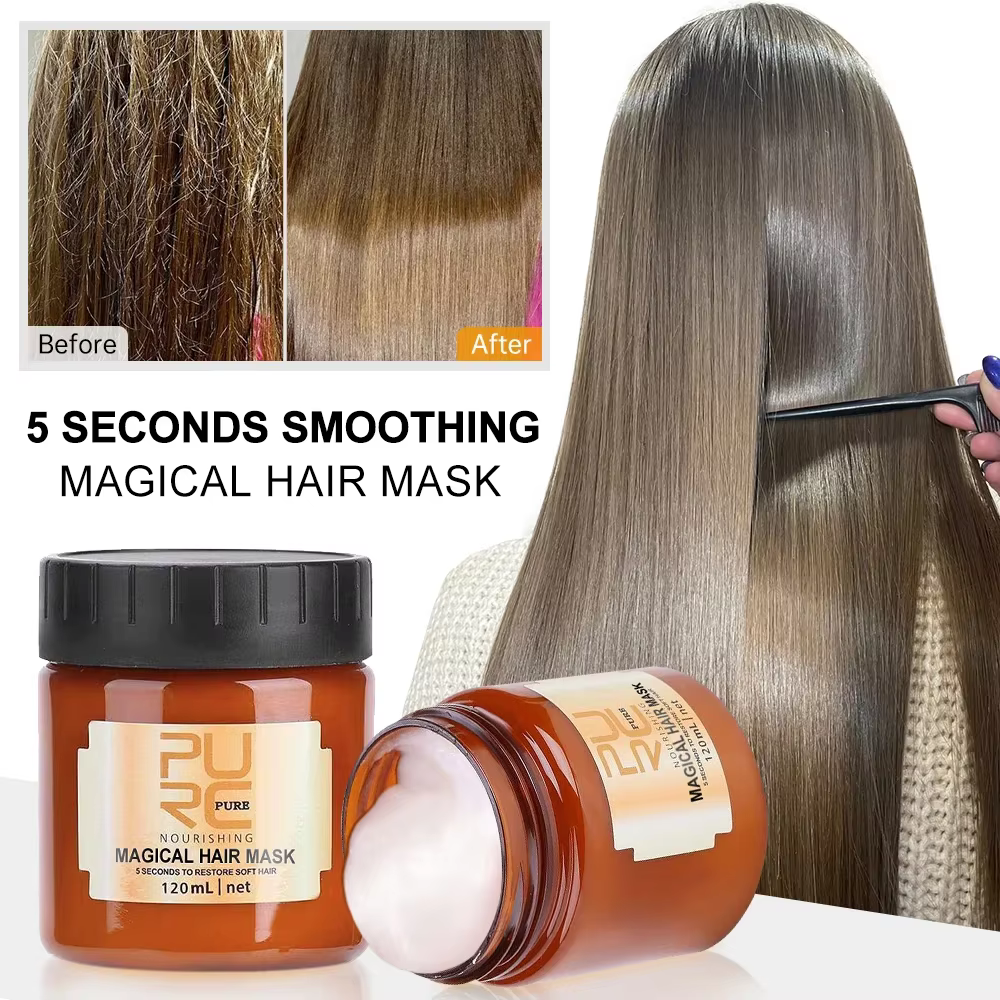PURC 5s masque capillaire magique traitement à la kératine permanente lissante rapide, crème réparat
