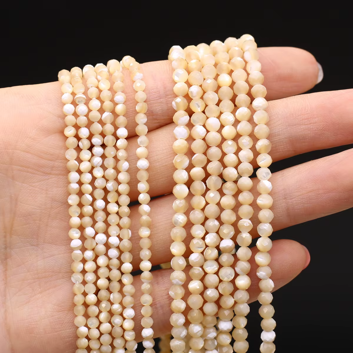 Perles de coquillage en nacre coquille jaune naturelle 3 4mm perles à facettes de haute qualité pour